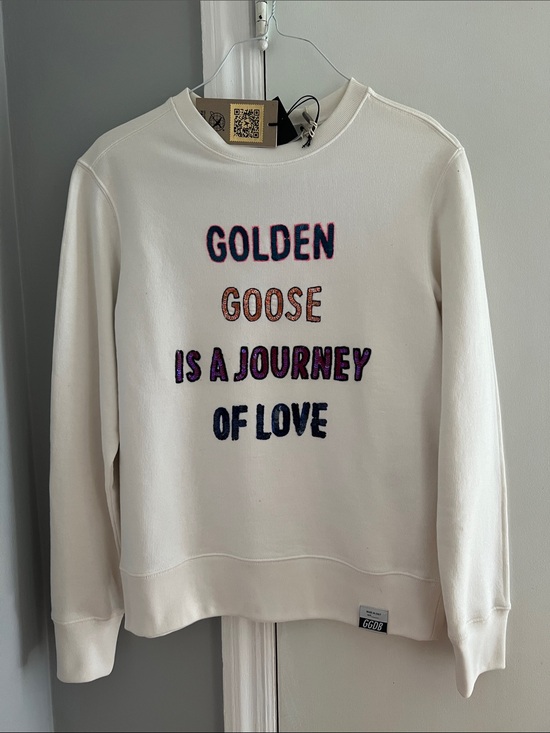 Golden Goose Sweaters - Golden Goose Cream Embroidered Logo Crewneck Sweatshirt
